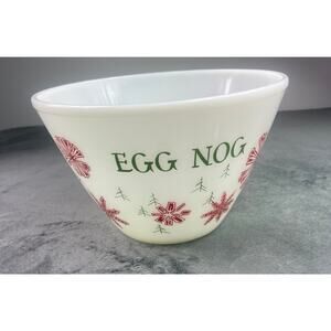 Vintage Fire King Snowflake Egg Nog Bowl and 8 Cups Anchor Hocking